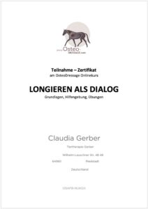 EquiKonzept Claudia Gerber Pferdetherapie & Training - Zertifikat Longieren als Dialog